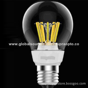 A50 5.5W LED filament light bulb, all glass no plastic